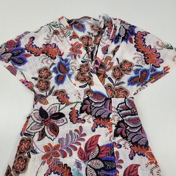 Zara Boho Crinkled Bright Floral Print Cape‎ Sleeve Beach Dress Women's sz Small - Picture 5 of 13